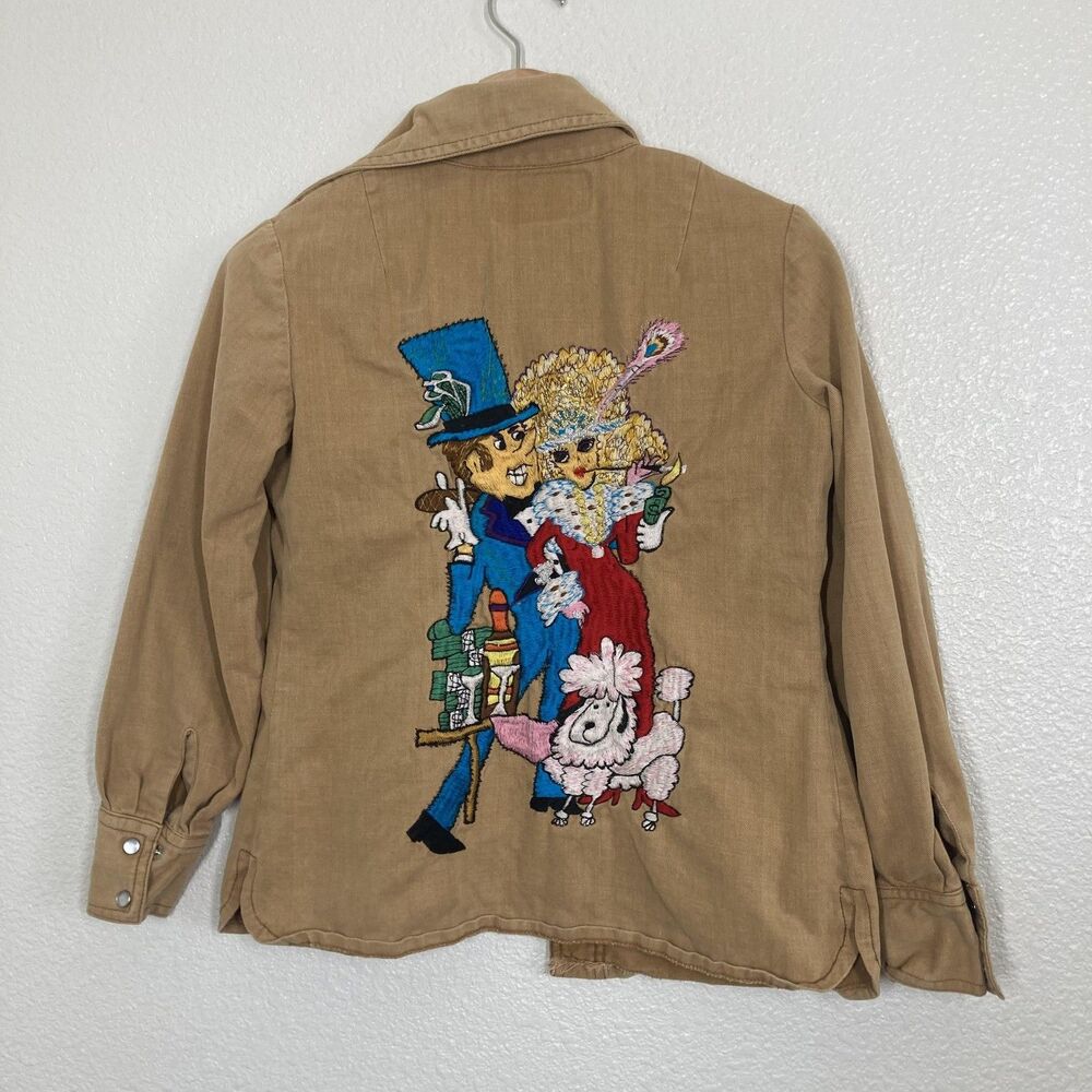 Vintage Henry's Wichita Jacket Womens Small Poodle Embroidered Hong Kong 70s